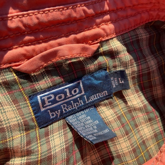 POLO HARRINGTON JACKET SIZE LARGE SALMON COLOR GOOD CONDITION MINOR FLAWS SHOWN - Picture 7 of 9